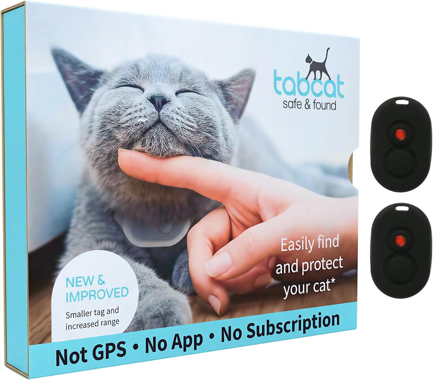 Tabcat V2 Cat & Kitten Tracker, No Monthly Fee or Subscription, Includes 2 Homing Tags, Up to 150m Range, Small and Lightweight Tags for Indoor and Outdoor Cats