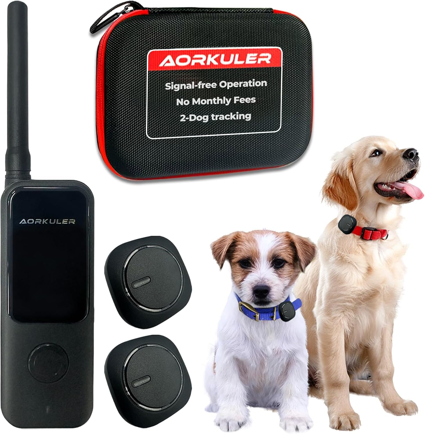 2-Pack Outdoor GPS Dog Tracker for Two Dogs, Real-Time Tracking, No Phone or Signal Needed, Perfect for Hiking, Camping, Farms, and Large Open Spaces, No Subscription Fees